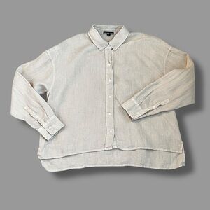 James Perse LA Shirt 100% Linen Boxy Long Sleeve Button Up Beige Beachy Small